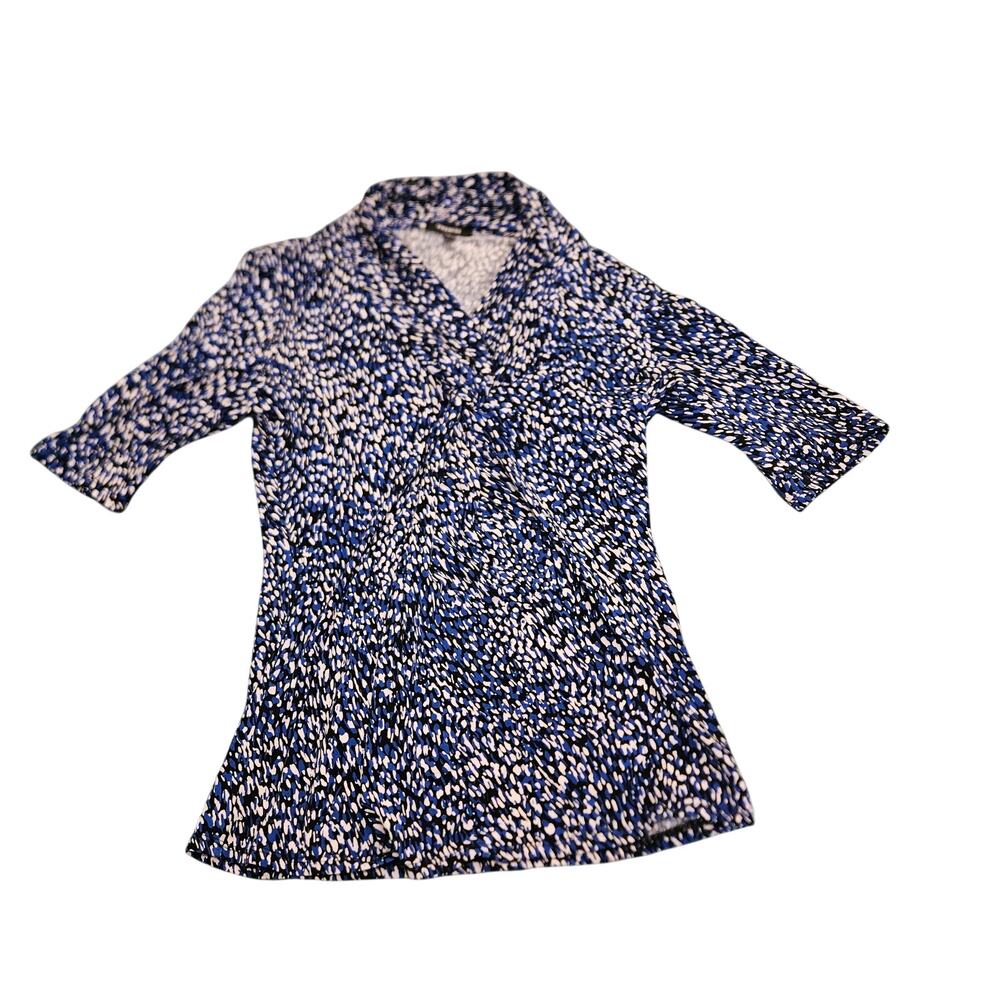 Premise Blue Abstract Print Knit Top Women’s Small 3/4 Sleeve